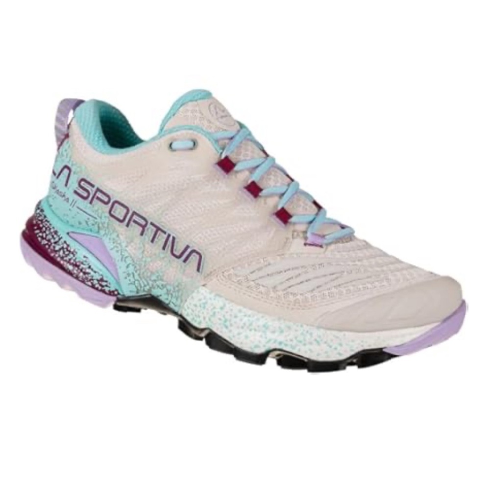 La Sportiva  women’s Akashi ll running trail shoes lace up sneakers ivory blue 7